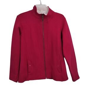 4088) Columbia Women Red Full Zip Fleece Jacket Size Large